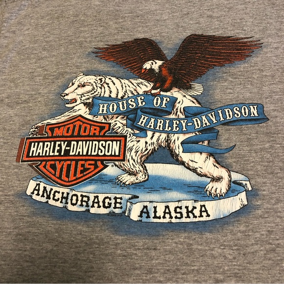 Harley Davidson gray top t shirt Anchorage Alaska size medium - Picture 5 of 5